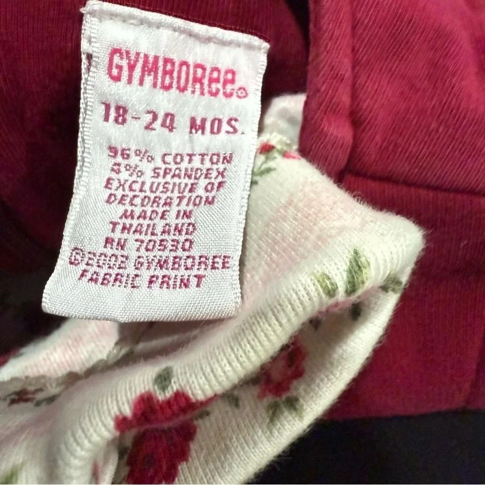 Gymboree Burgundy Girls Dress Size 18/ 24M Vintage Y2K Fashion Baby Floral Shirt